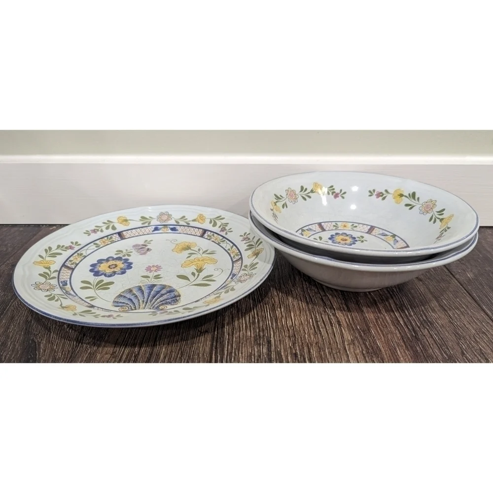 George Briard Bretonne Two Cereal Bowls and One Salad Plate